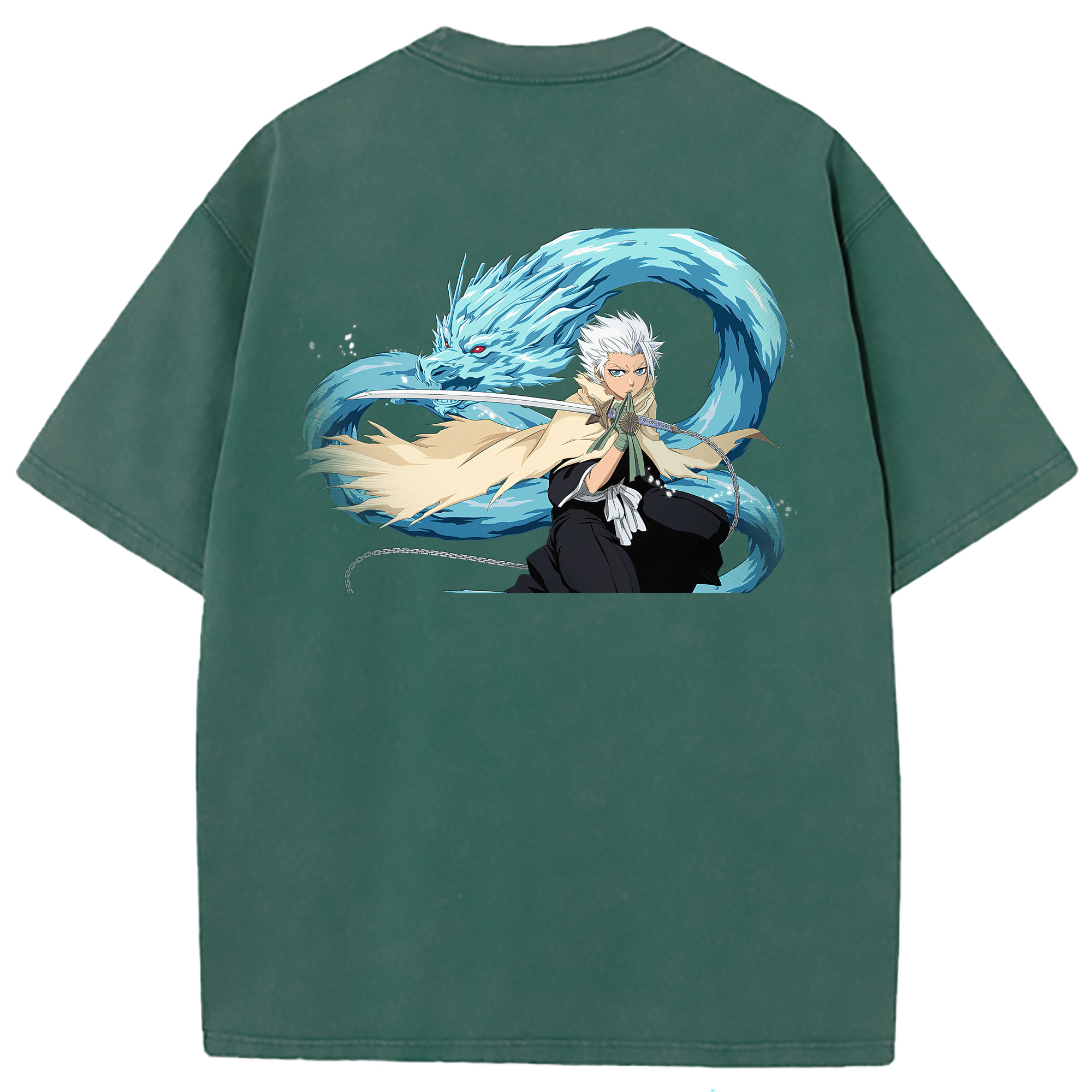 （画像用） ブリーチ 日番谷冬獅郎（ひつがや とうしろう） BLEACH Hitsugaya Toushirou 綿100% ヴィンテージ風 半袖Tシャツ（背面プリント）